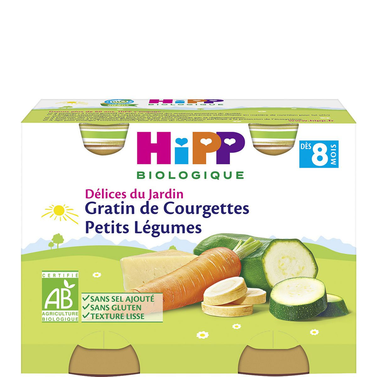 HIPP Petit pot gratin de courgettes petits légumes bio dès 8 mois - 2x190g