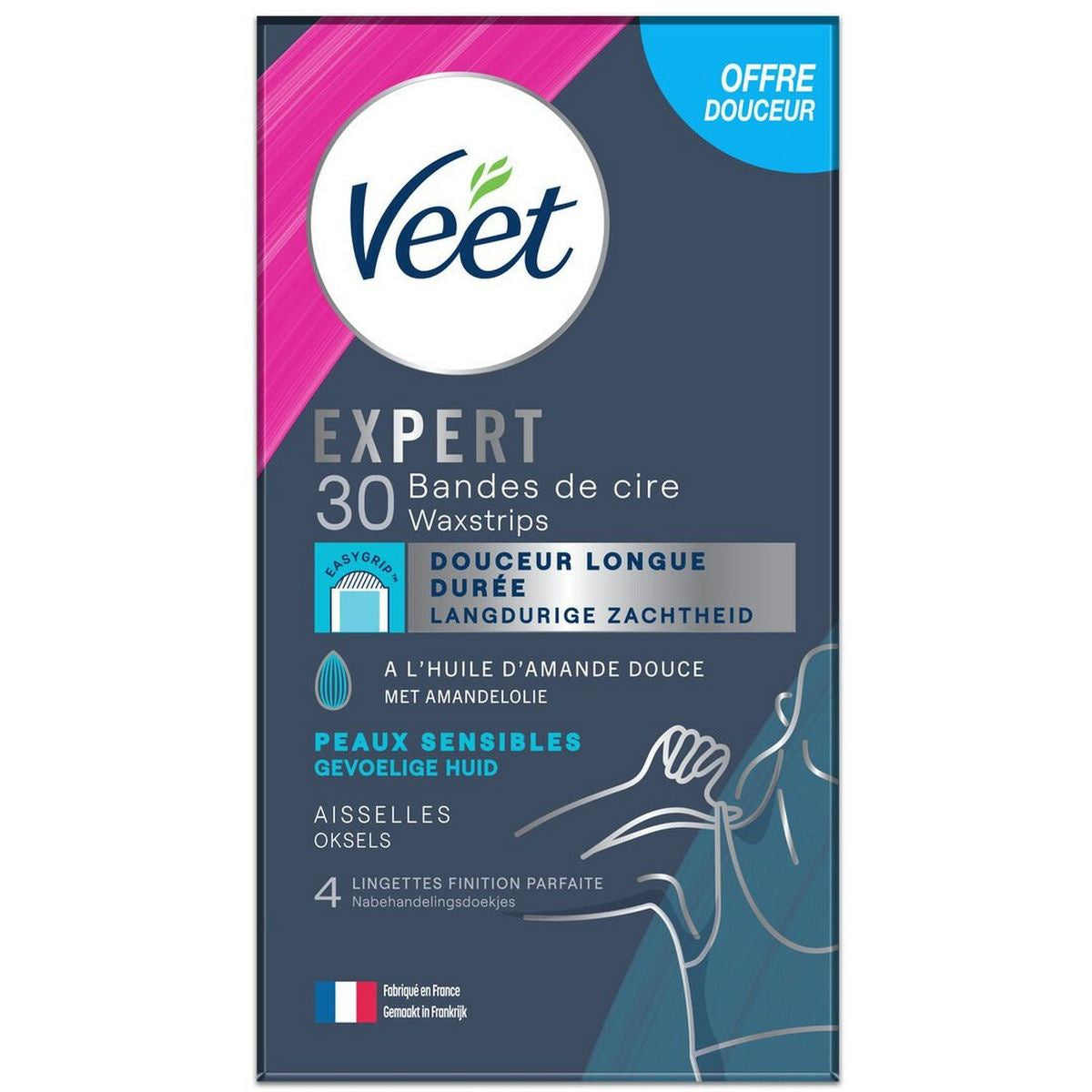 Veet Bande de Cire Aisselles Peau Sensible x30