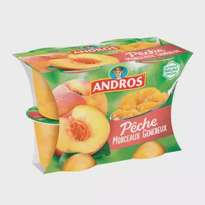 Andros Compote Morceaux Peche, 4x100g / 400gr